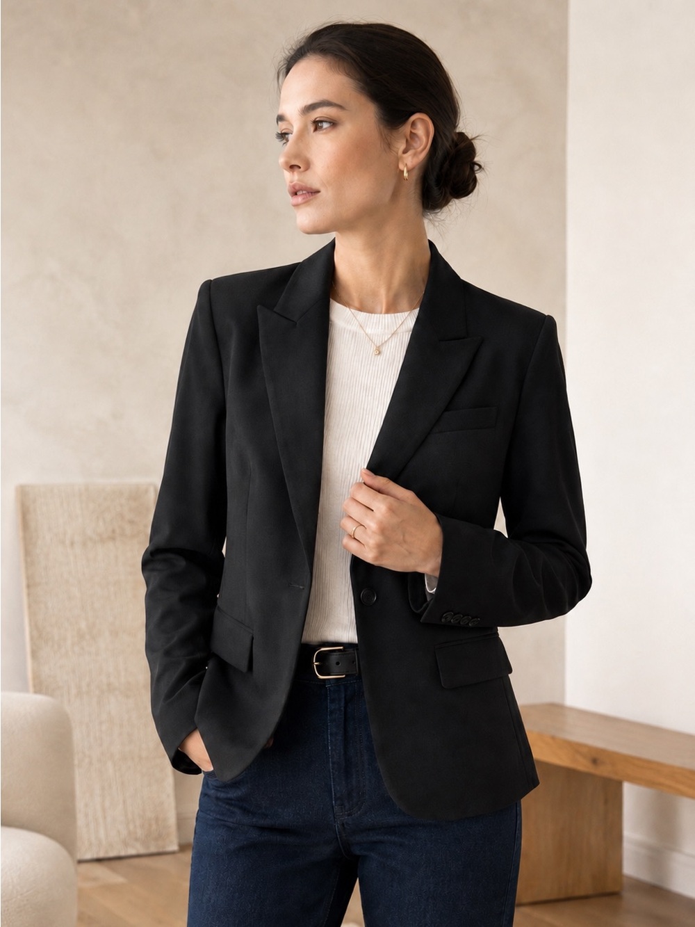 Theory Gabe 2 Urban Wool Blazer Black Tailored Jacket Size 4